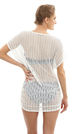 Panache Crochet Dress White Tunika Plażowa